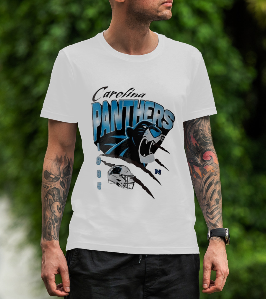 Carolina Panthers 1995 Roaring Head Claw Marks Football Helmet T-Shirt