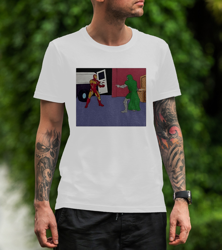 Doctor Doom Vs Ironman Pointing Meme Standoff T-Shirt
