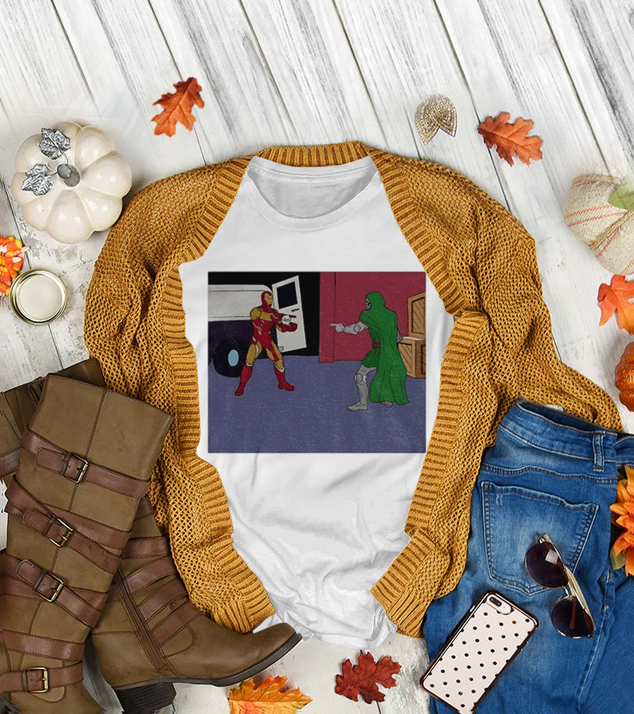 Doctor Doom Vs Ironman Pointing Meme Standoff T-Shirt