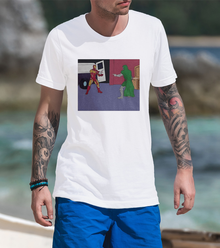 Doctor Doom Vs Ironman Pointing Meme Standoff T-Shirt