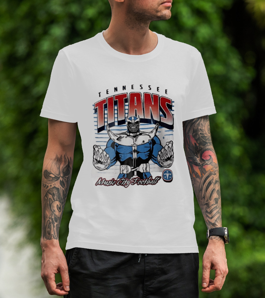 Tennessee Titans Music City Football Cartoon Comic Armor T-Shirt