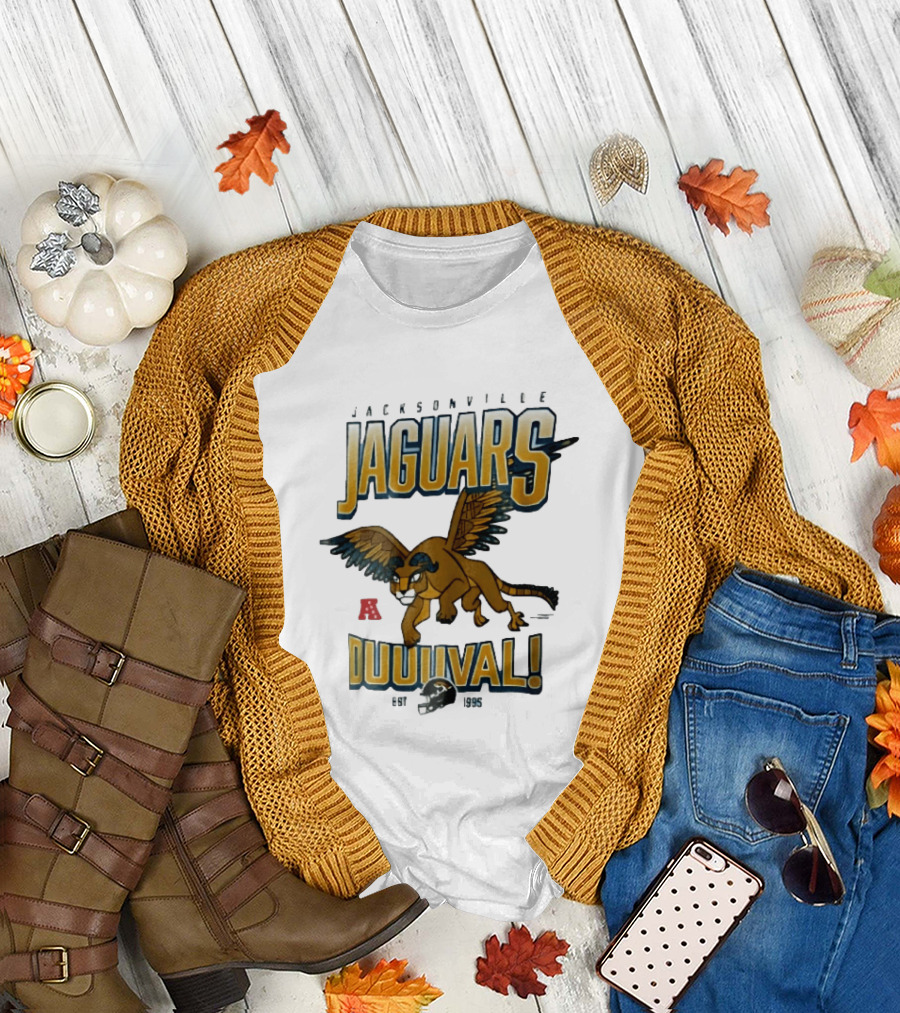 Jacksonville Jaguars Duuuval Winged Creature Est 1995 Football Helmet Cartoon T-Shirt