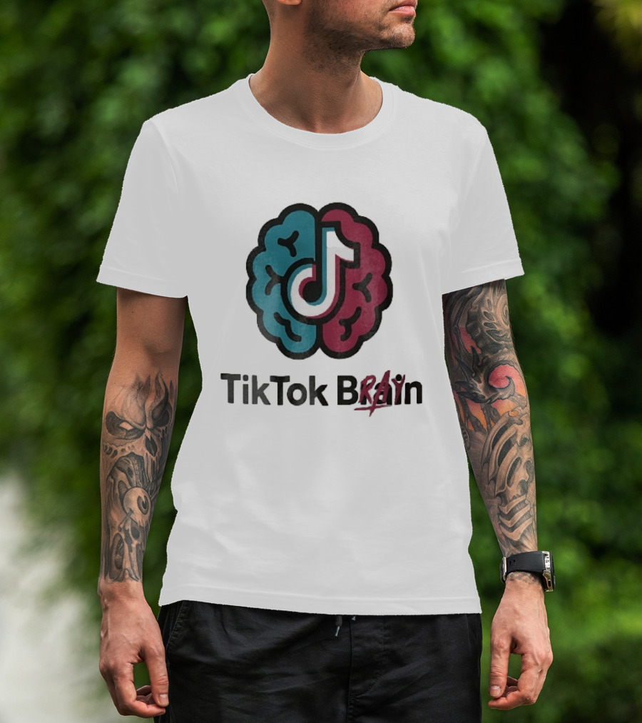 TikTok Brain Rot Teal Pink Hemispheres Music Note T-Shirt