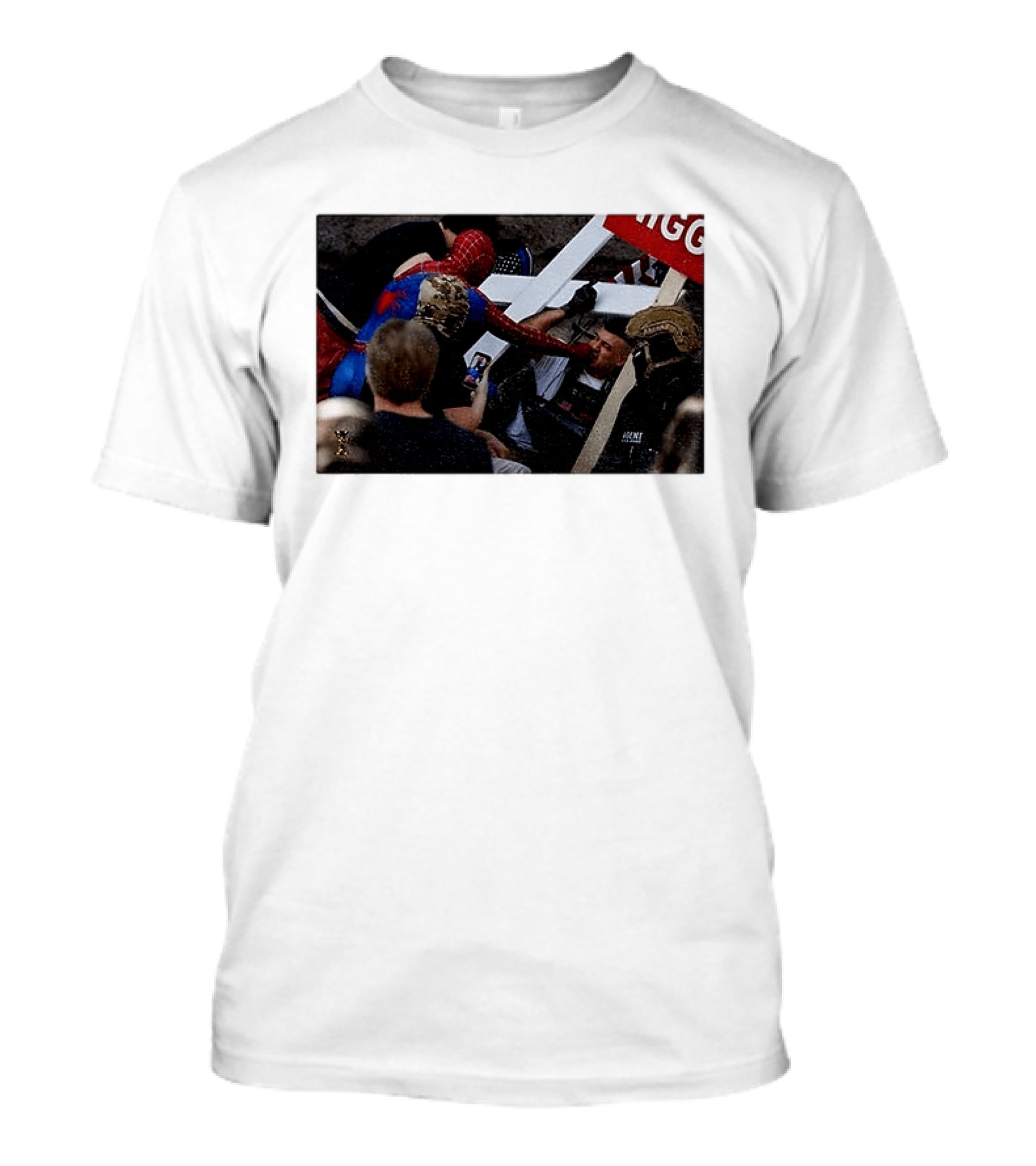 Unmasked Conflict Spider Man Vs Jake Lang Rally Minneapolis Protest T-Shirt