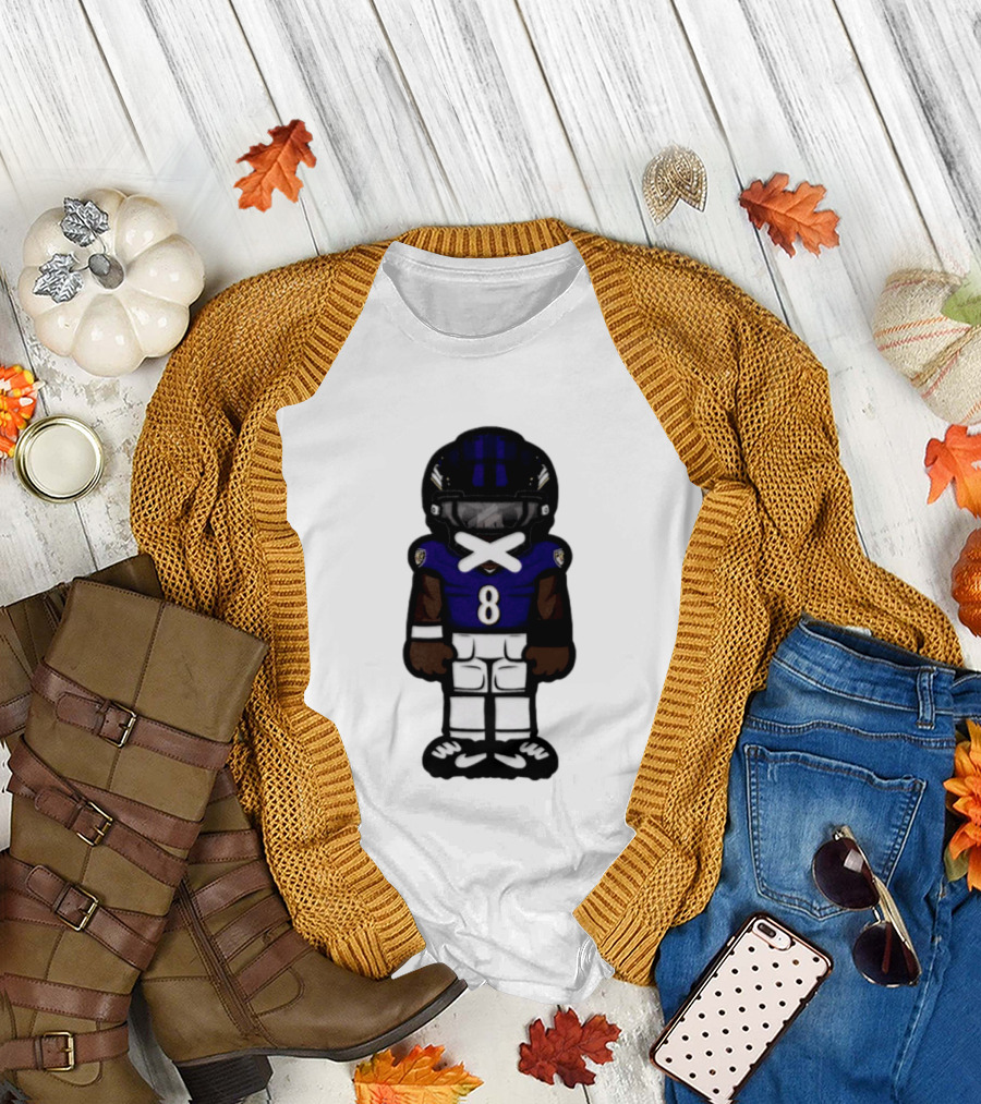 Lamar Jackson Baltimore Ravens Chibi Football 2026 Ravens Jersey Number 8 T-Shirt