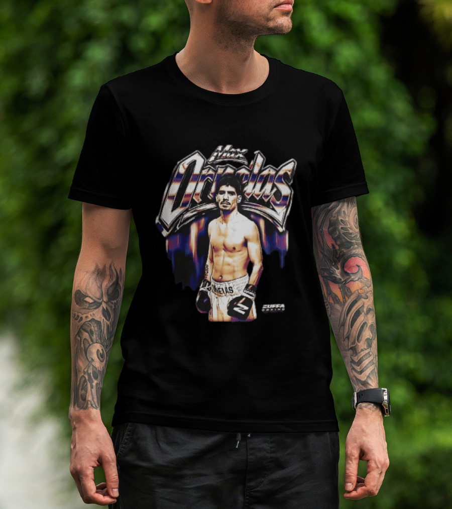 Max Ornelas Boxer Stance Metallic Chrome Lettering Flames Zuffa Boxing Bootleg T-Shirt