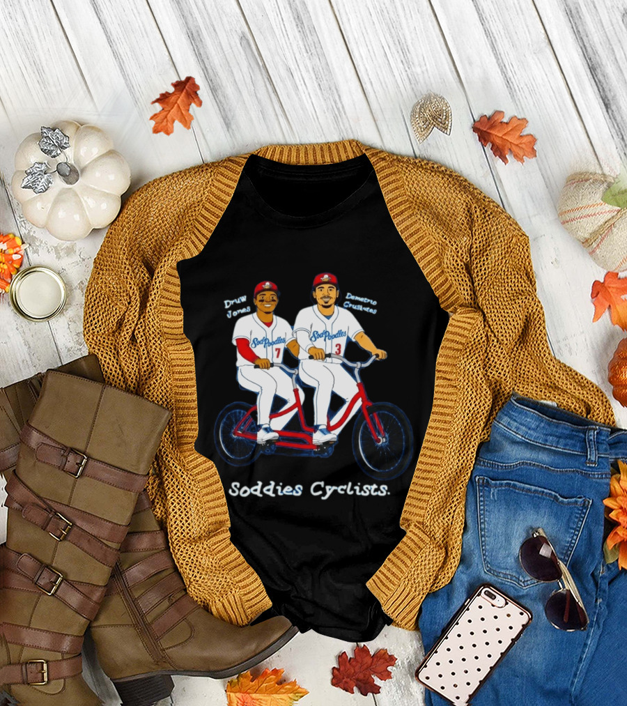 Soddies Cyclists Drew Jones Demelio Crisantes Amarillo Sod Poodles Tandem Bike T-Shirt