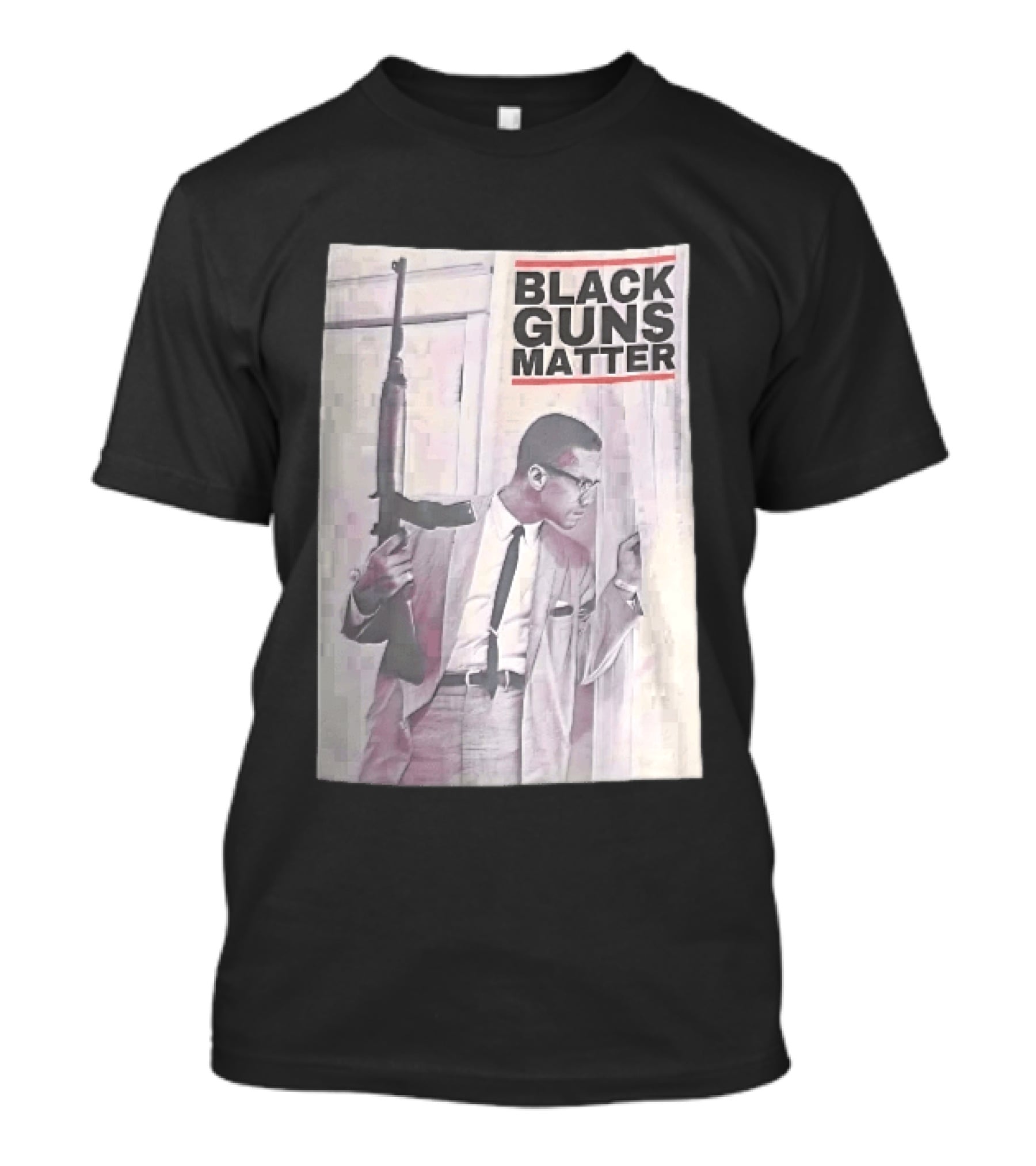 Black Guns Matter Malcolm X Holding Rifle Sketch T-Shirt