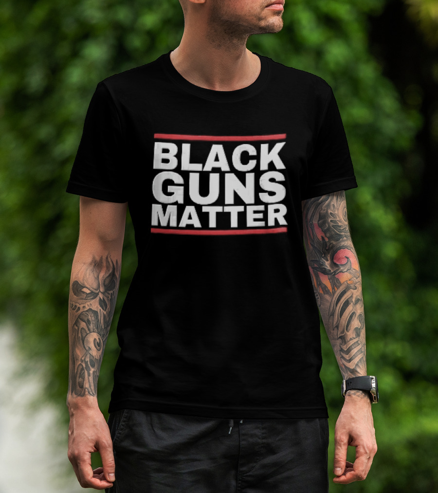 Black Guns Matter Red Horizontal Bars T-Shirt