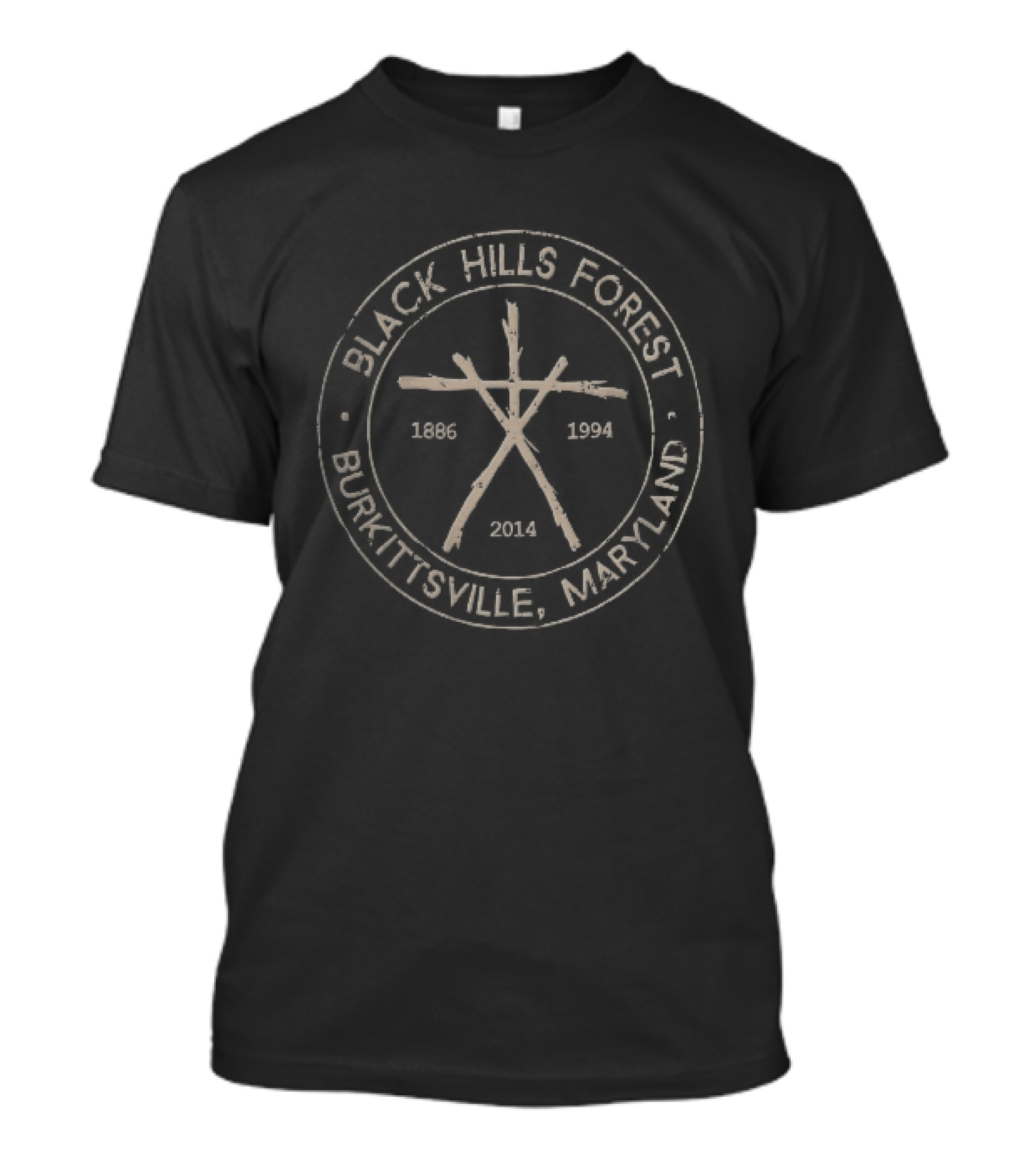 Black Hills Forest Burkittsville Maryland 1886 1994 2014 Twig Stick Distressed Circular Seal T-Shirt
