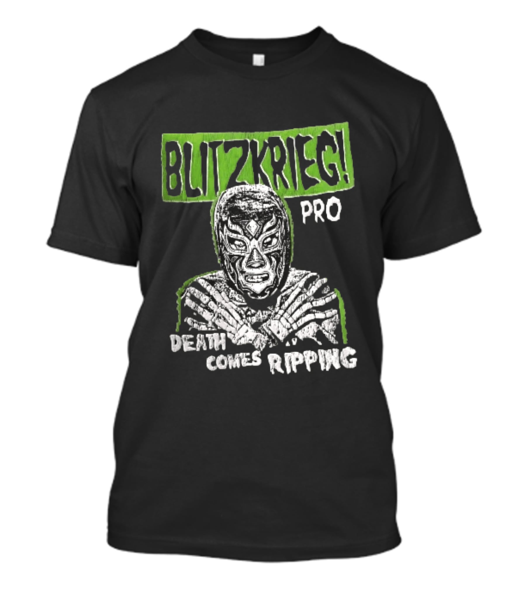 Blitzkrieg Pro Death Comes Ripping Masked Luchador Skeleton T-Shirt