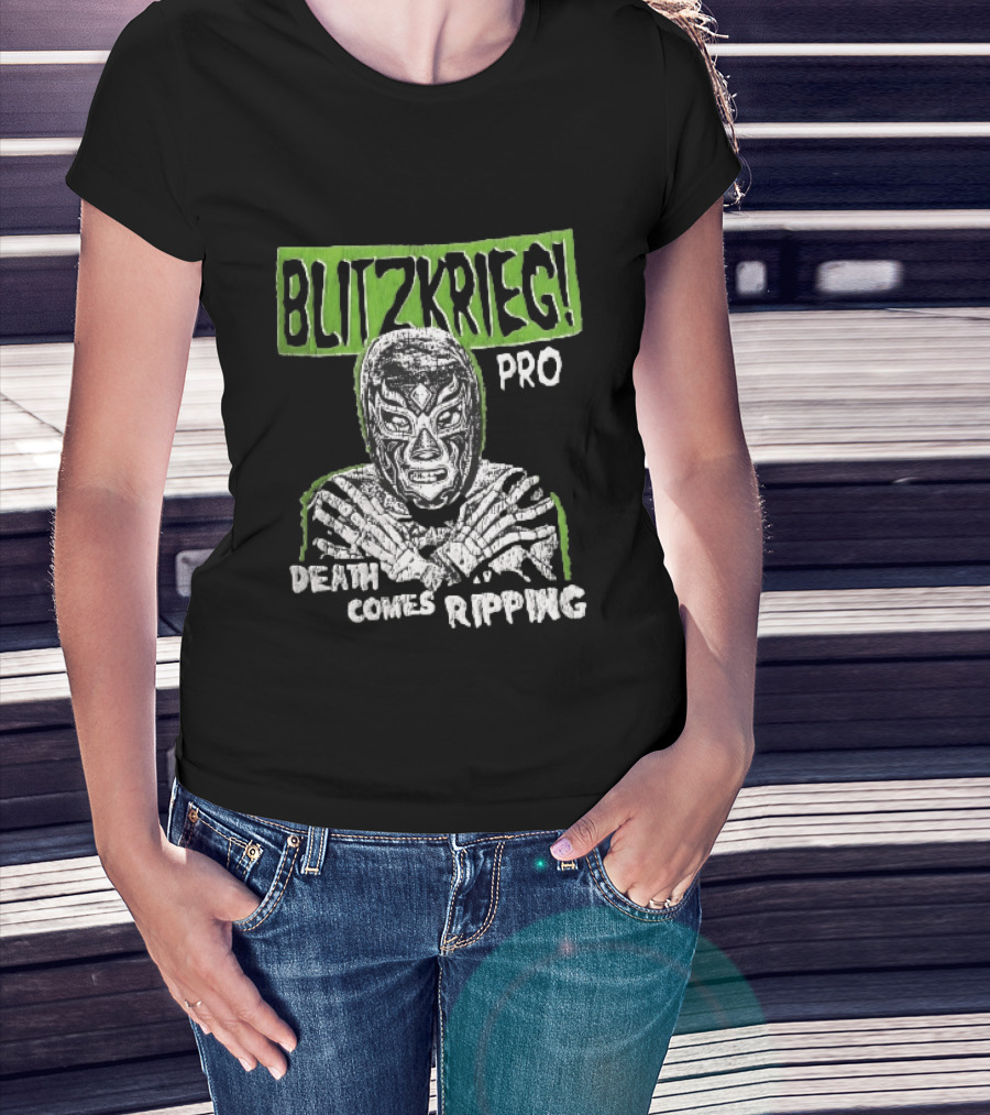 Blitzkrieg Pro Death Comes Ripping Masked Luchador Skeleton T-Shirt