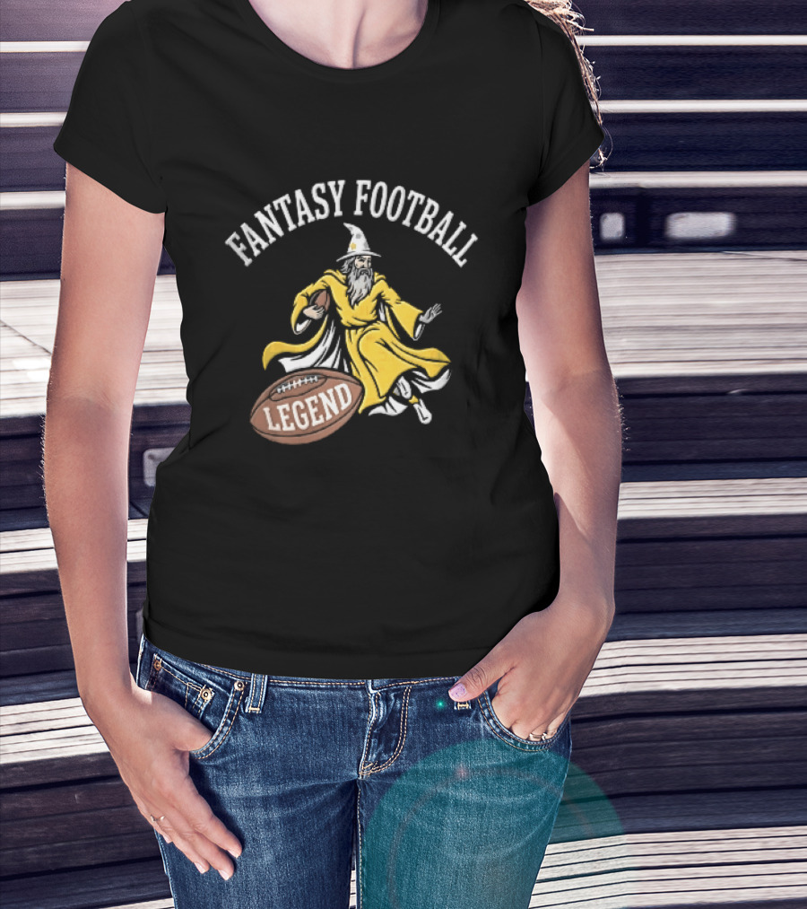 Fantasy Football Legend Yellow Robe Wizard Running With Ball T-Shirt