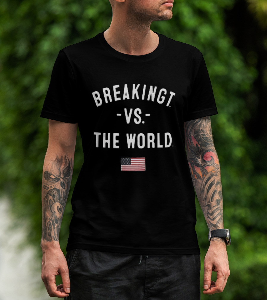 Breakingt Vs The World American Flag USA Theme White Arched T-Shirt
