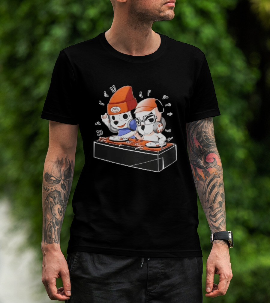 Parappa The Rapper DJ KK Animal Crossing Turntables Music Notes Collaboration T-Shirt
