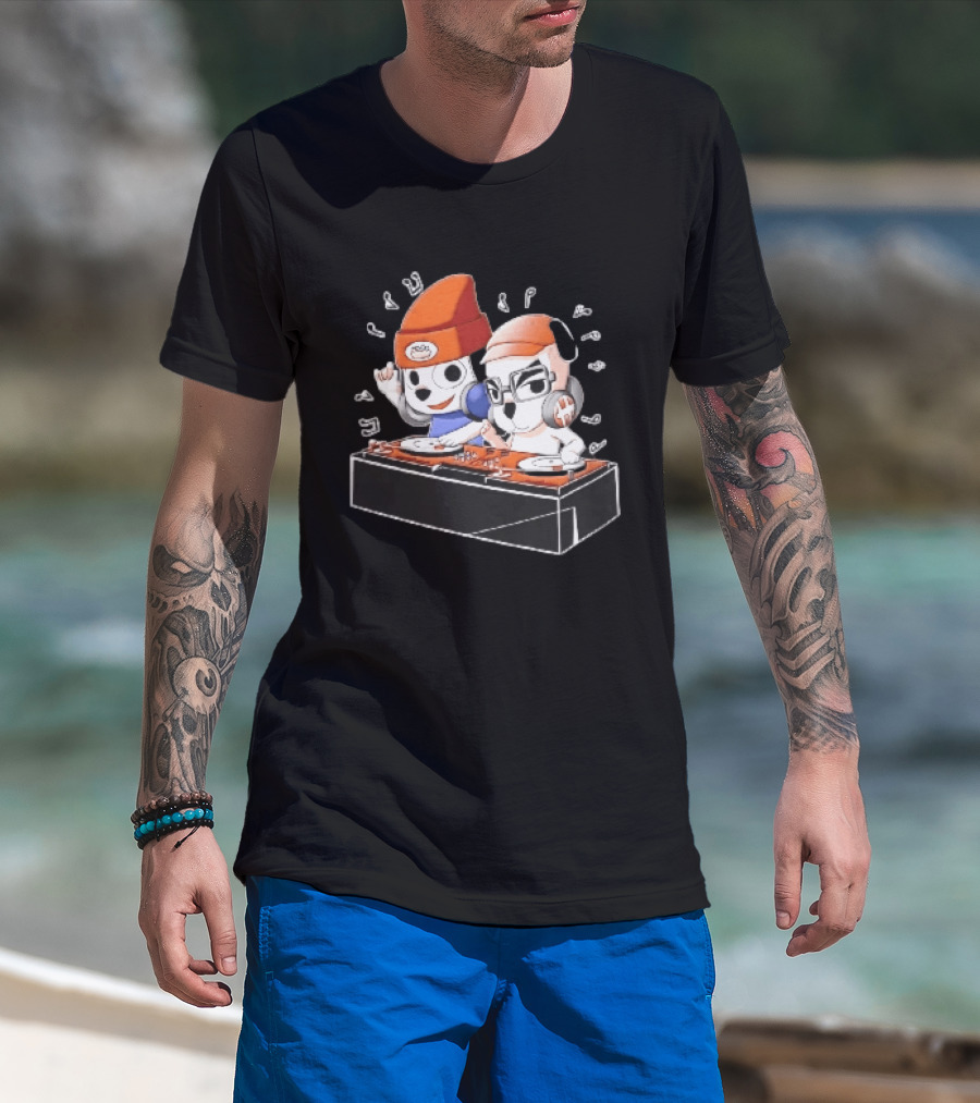 Parappa The Rapper DJ KK Animal Crossing Turntables Music Notes Collaboration T-Shirt