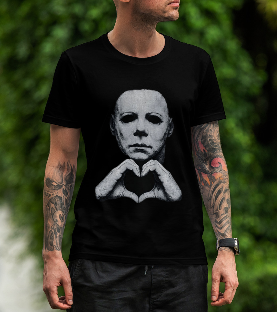 Michael Myers Heart Hands Iconic Horror Character Gesture T-Shirt