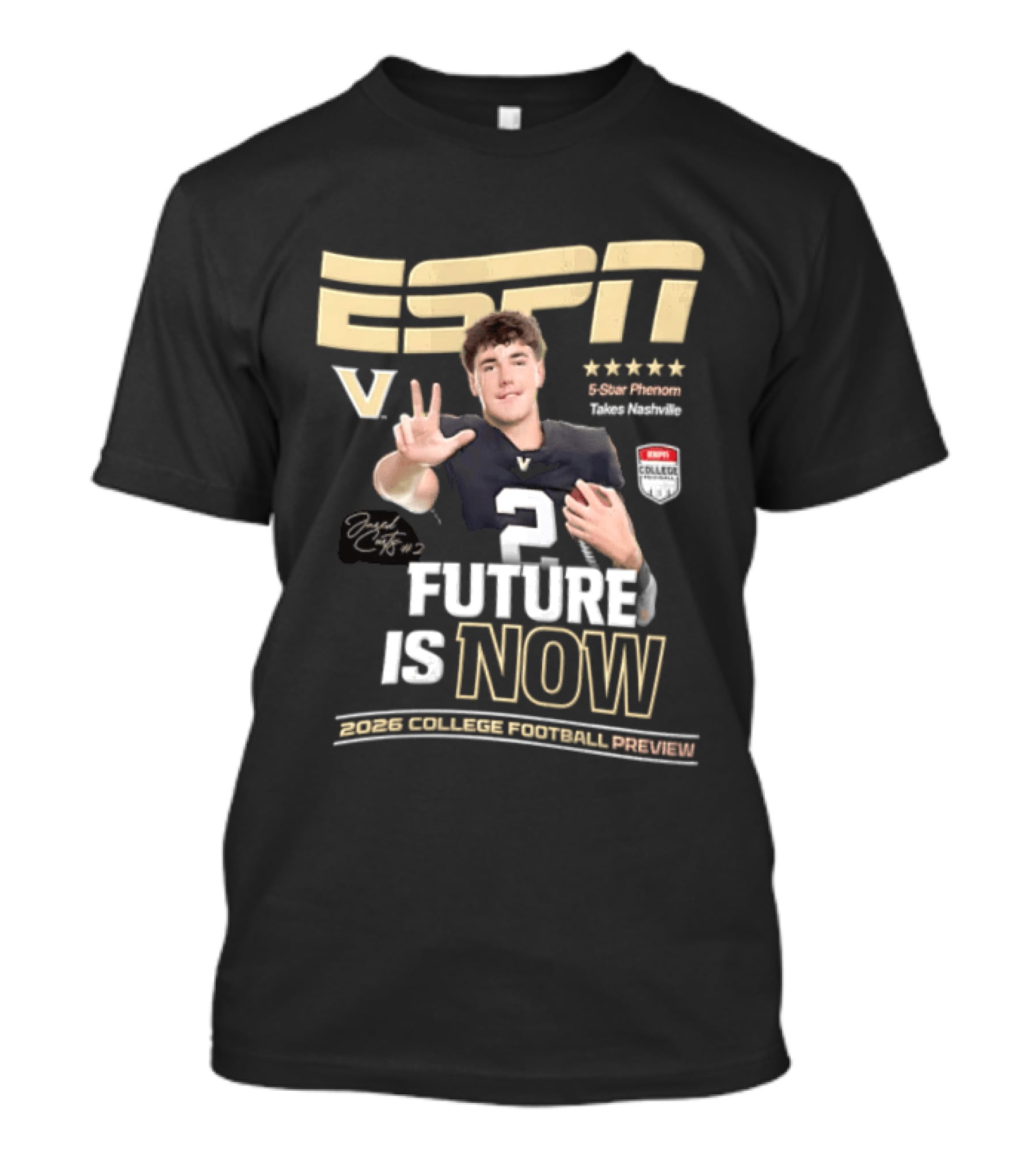 ESPN Future Is Now Jared Curtis 2026 Elite Five Star Junior College Football Program T-Shirt