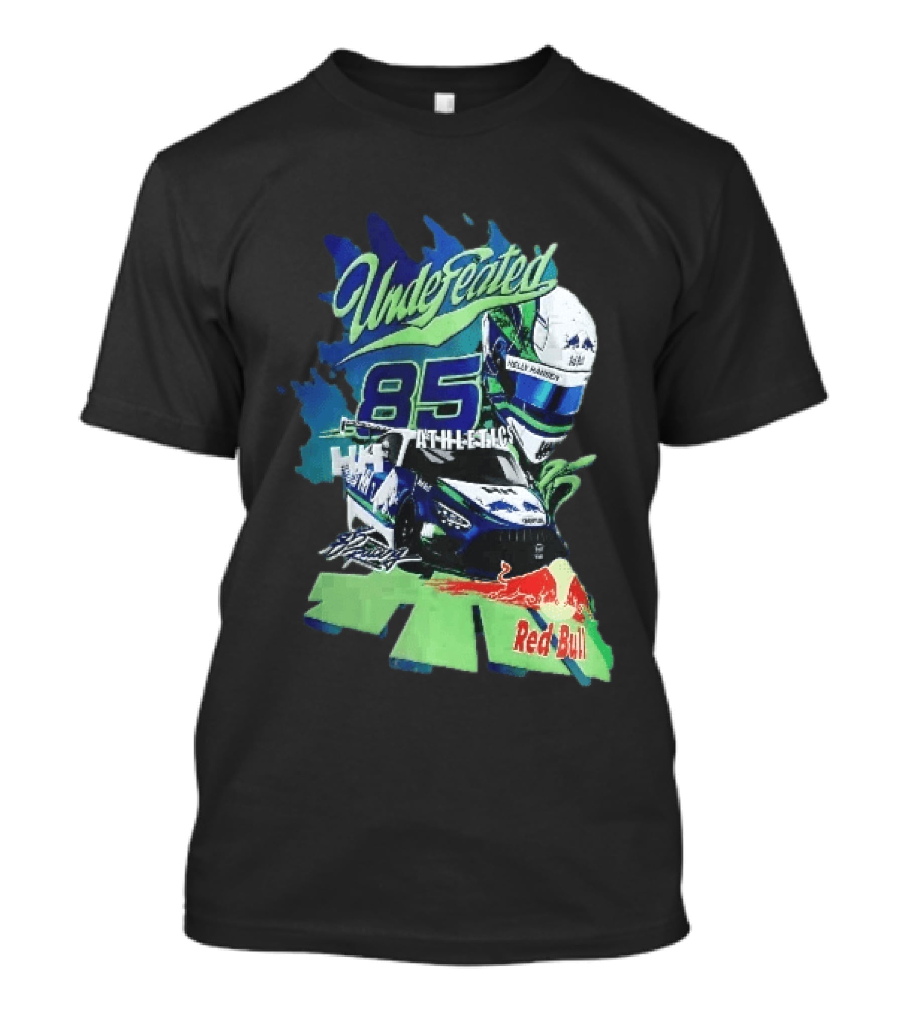 Undefeated 85 Athletics Red Bull Helly Hansen Race Car Helmet Splashes T-Shirt