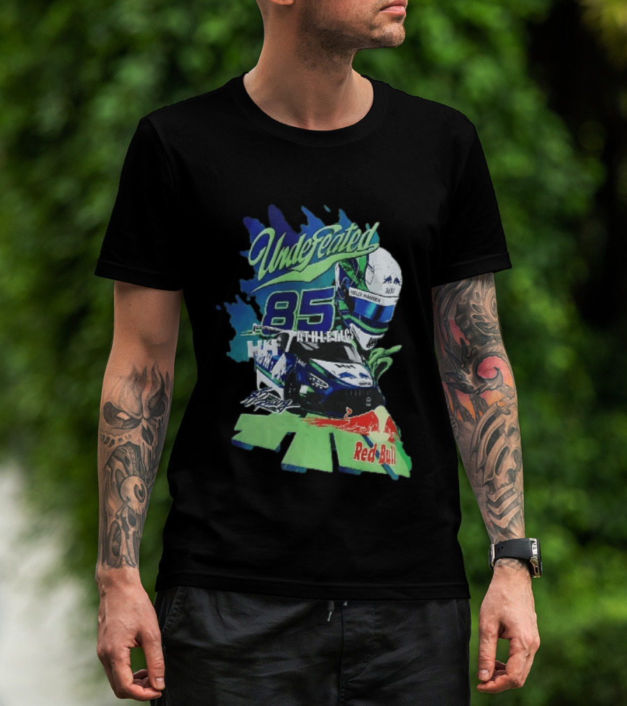 Undefeated 85 Athletics Red Bull Helly Hansen Race Car Helmet Splashes T-Shirt