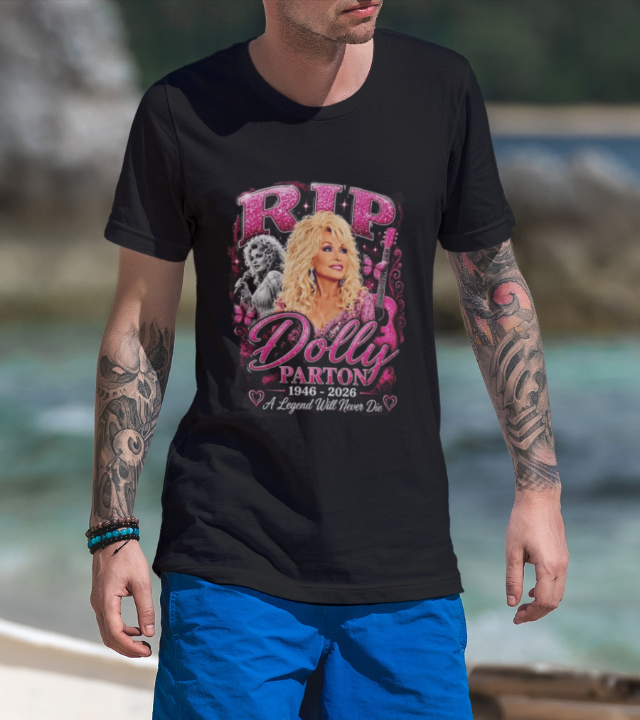 RIP Dolly Parton 1946 2026 A Legend Will Never Die Butterfly Guitar Image T-Shirt