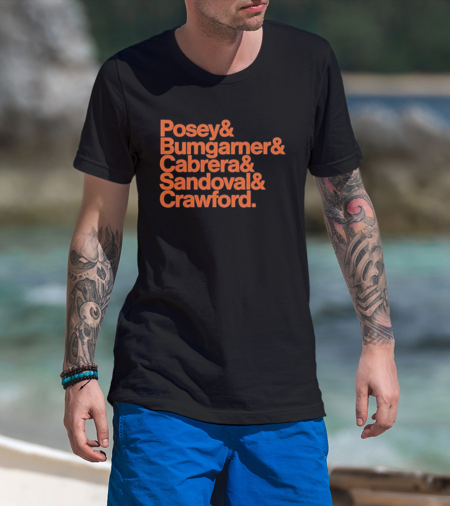 San Francisco Giants Posey Bumgarner Cabrera Sandoval Crawford Legends T-Shirt