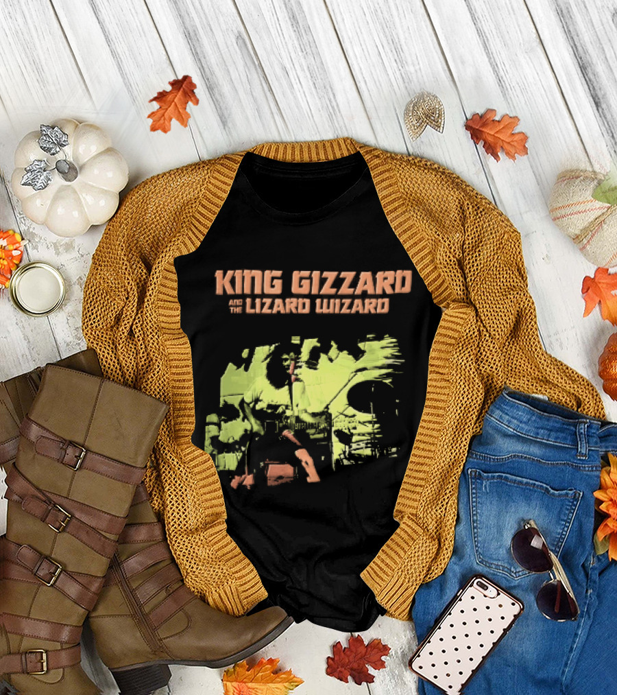 King Gizzard And The Lizard Wizard Live Stage Performance Green Yellow Abstract T-Shirt