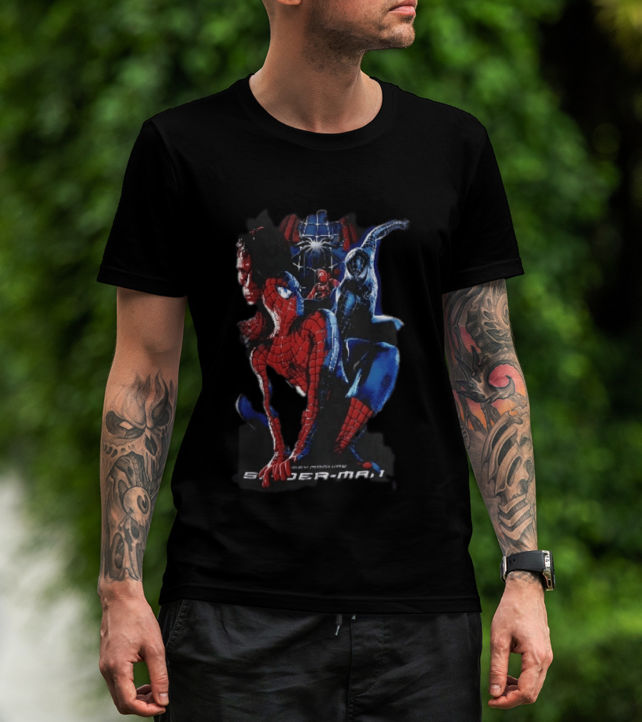 Tobey Maguire Spider Man 3 Red Black Suit Superhero Collage T-Shirt