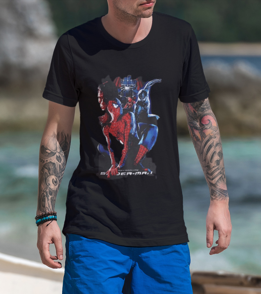Tobey Maguire Spider Man 3 Red Black Suit Superhero Collage T-Shirt
