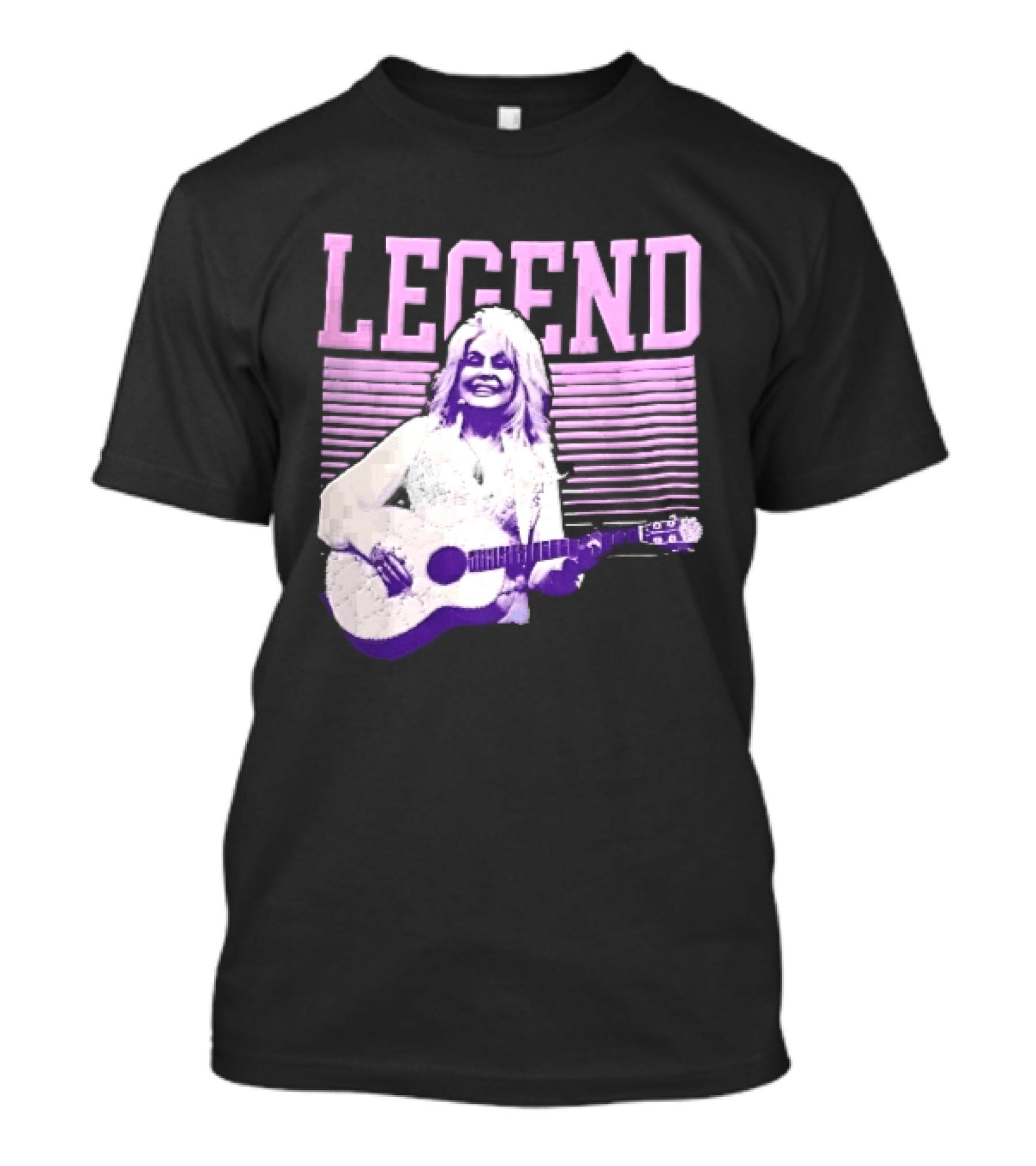 Legendary Female Country Singer Acoustic Guitar Pink Halftone Stripes T-Shirt