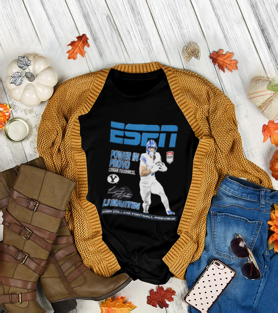 ESPN Power In Provo BYU Football LJ Martin 2026 College Football Preview T-Shirt
