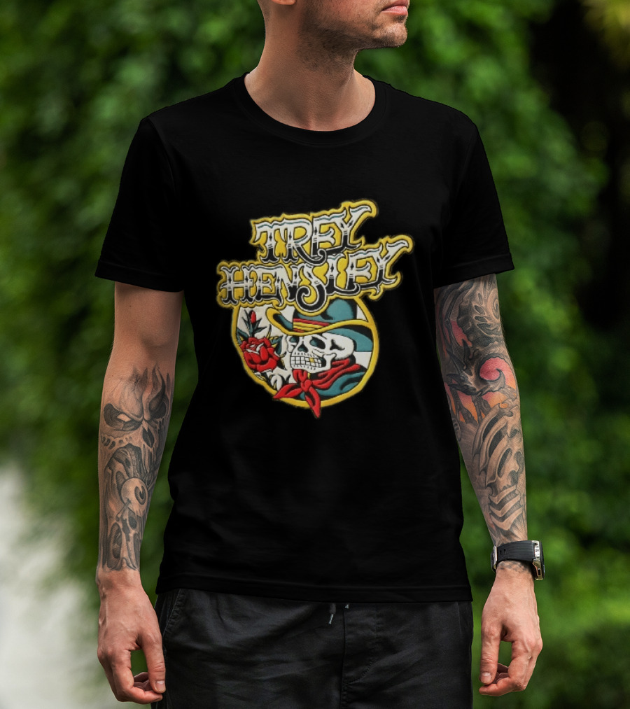Trey Hensley Skeleton Cowboy Red Rose Traditional Tattoo T-Shirt