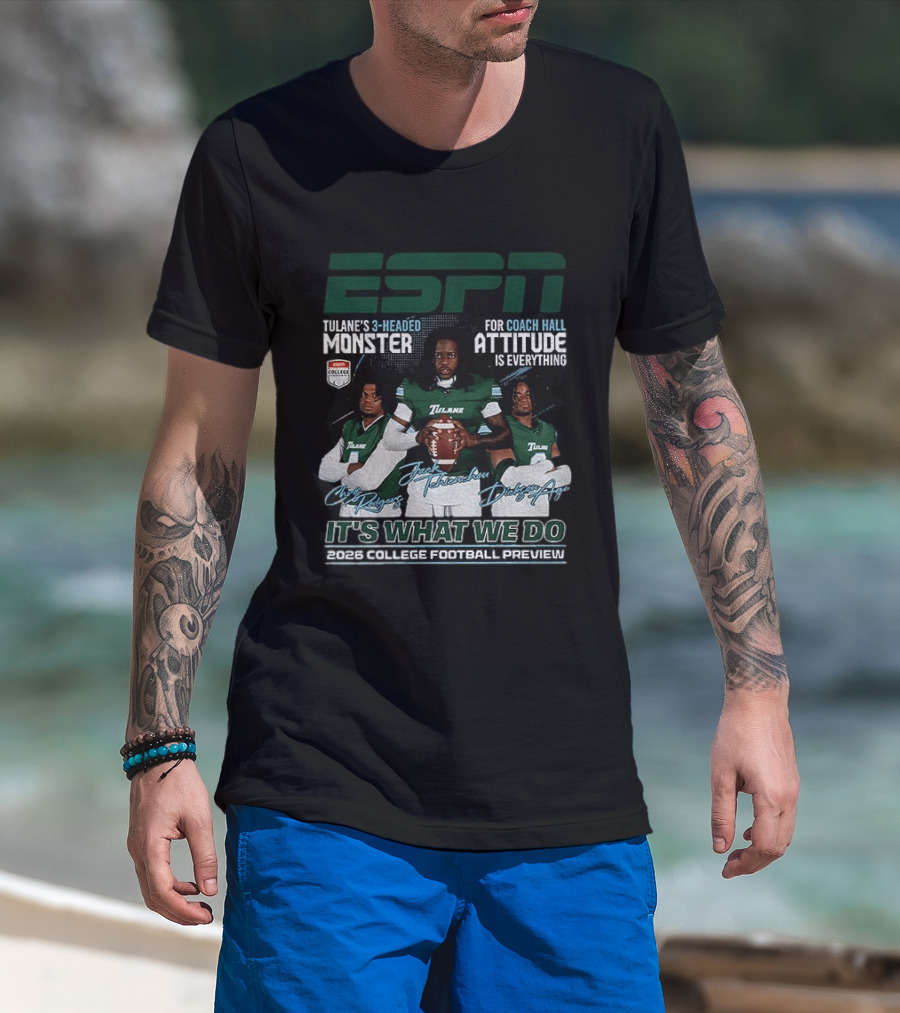 ESPN Tulane's 3 Headed Monster Chris Rodgers Jack Tehienchou Dickson Agu College Football Preview T-Shirt