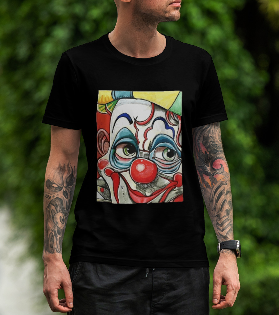 Viktor Clown With Red Nose And Green Eyes Caricature Painting T-Shirt