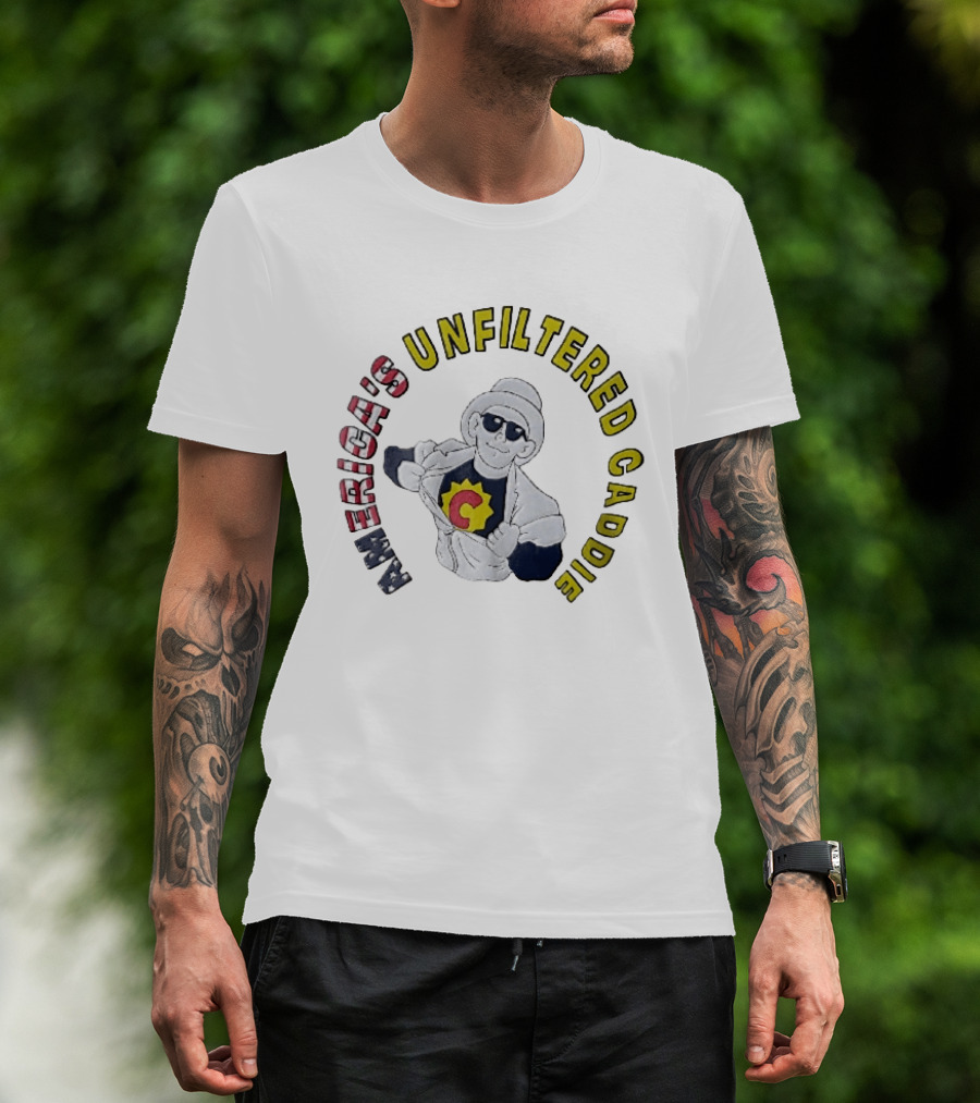 America's Unfiltered Caddie Cartoon Superhero Ripping Open Jumpsuit T-Shirt