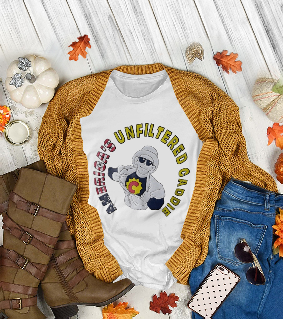 America's Unfiltered Caddie Cartoon Superhero Ripping Open Jumpsuit T-Shirt