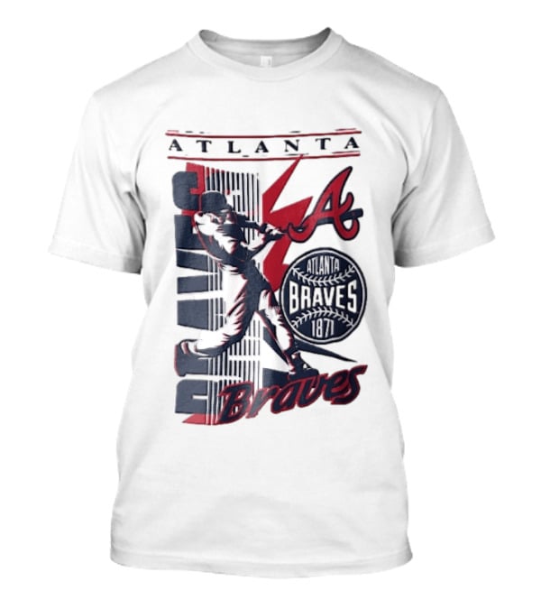 Atlanta Braves 1871 Baseball Batter Swinging Red Lightning Classic MLB T-Shirt