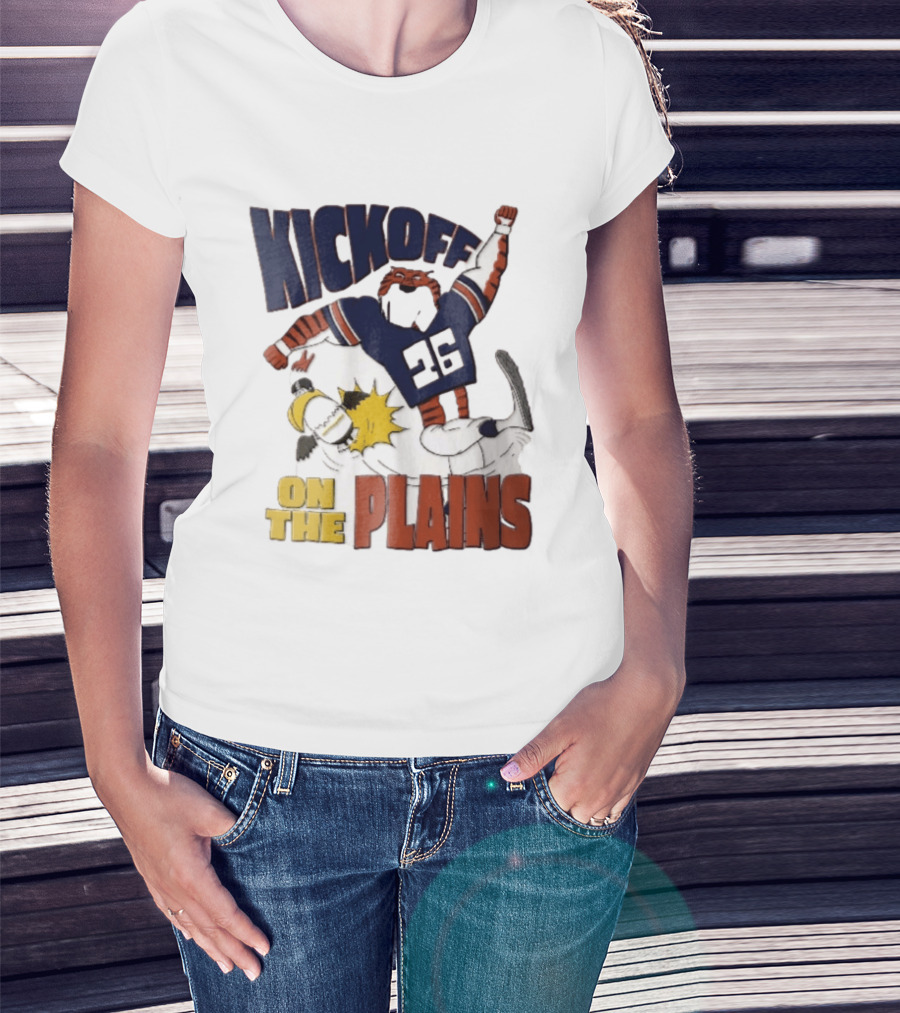 Kickoff On The Plains Auburn Tigers Southern Miss Cartoon Kicking Eagle T-Shirt