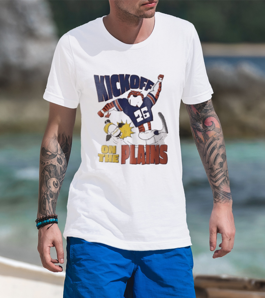 Kickoff On The Plains Auburn Tigers Southern Miss Cartoon Kicking Eagle T-Shirt