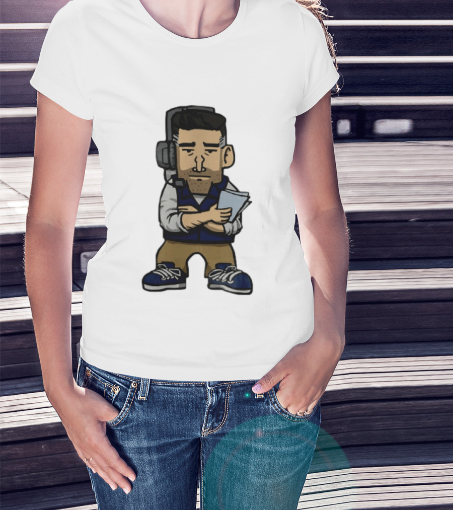 Bill Belichick Headset New England Patriots Coach Caricature T-Shirt