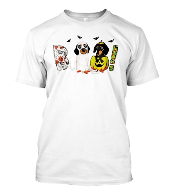 Boo Halloween Cartoon Dachshunds Ghost Costume Pumpkin T-Shirt