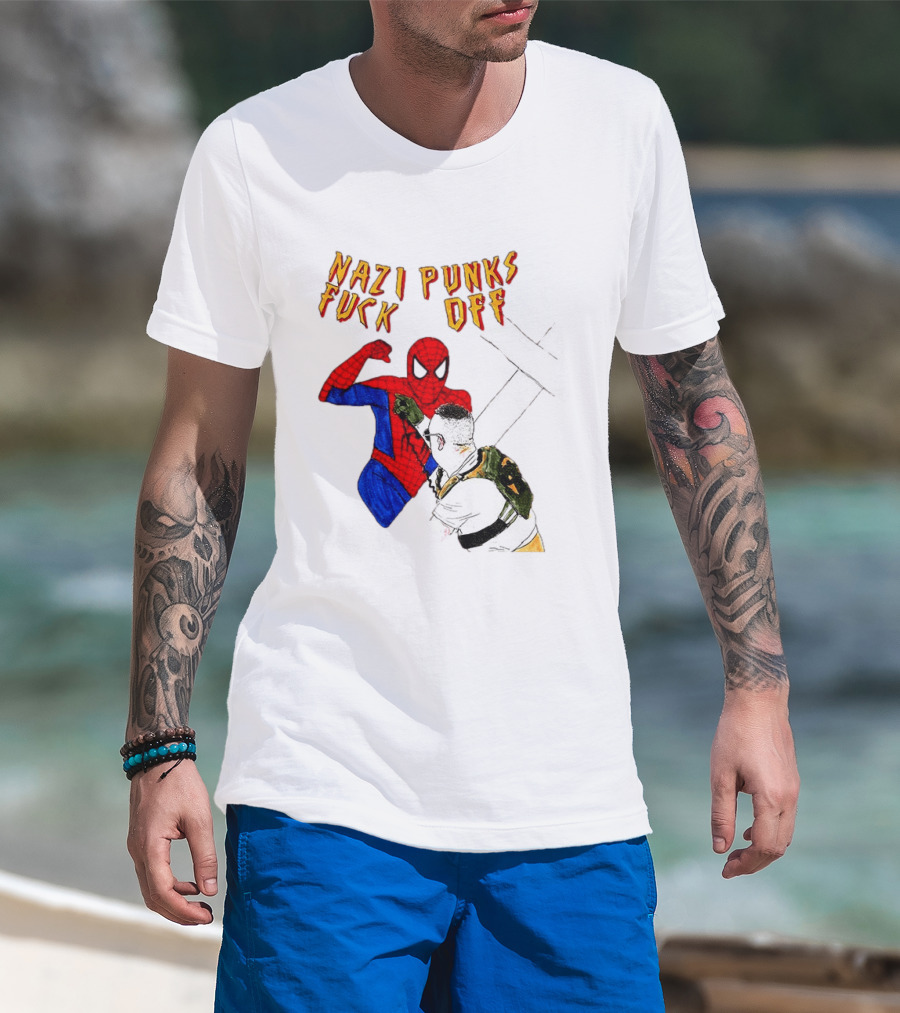 Nazi Punks Fuck Off Spider Man Punching T-Shirt