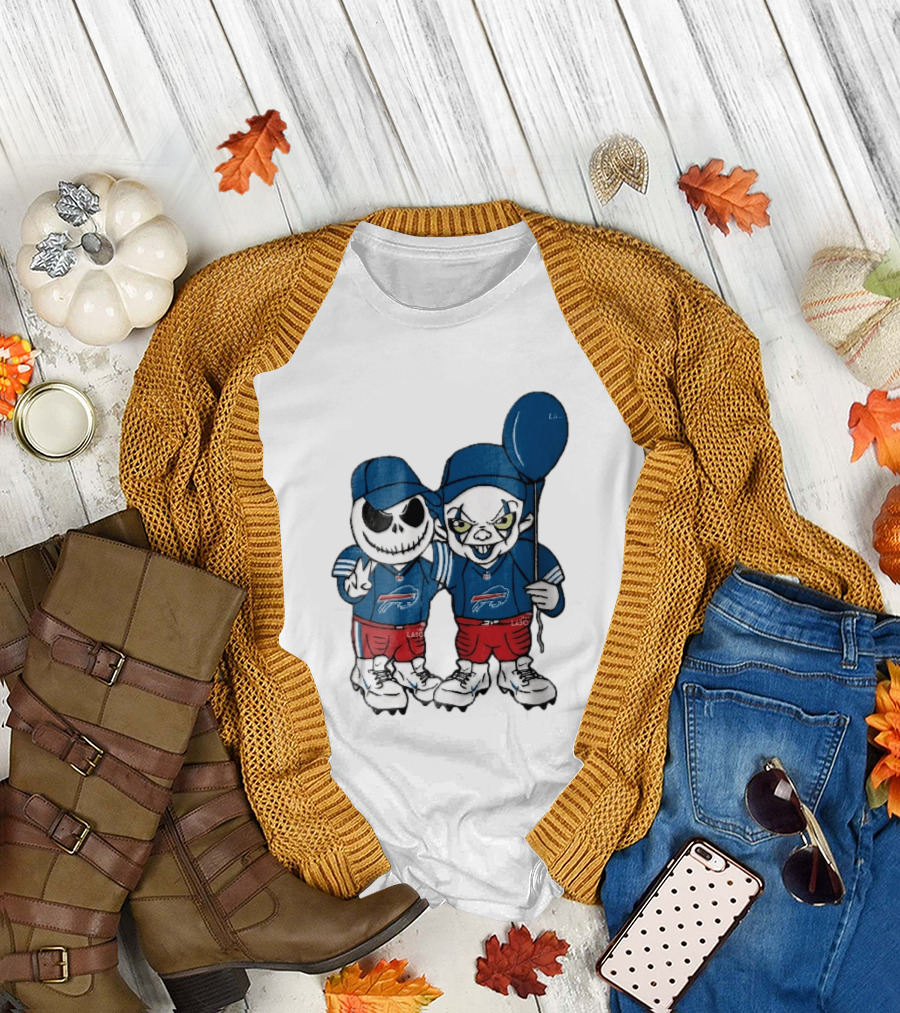 Buffalo Bills Skeleton Clown Duo With Balloon NFL Team Spirit T-Shirt