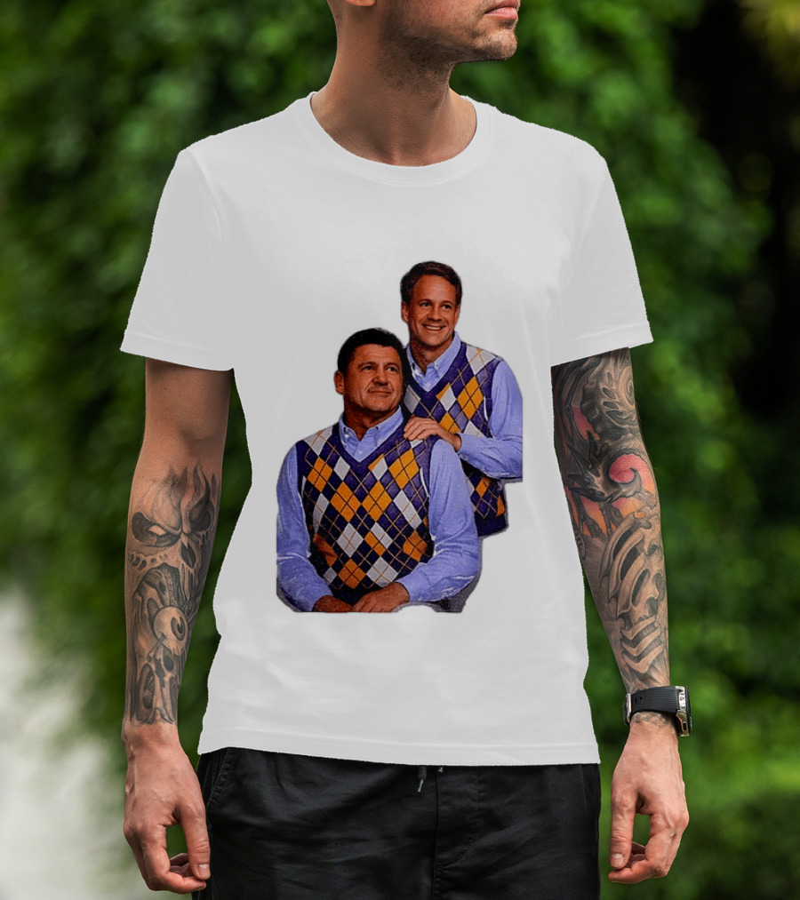 LSU Tigers Ed Orgeron Vs Kim Mulkey Argyle Sweater Coaches T-Shirt