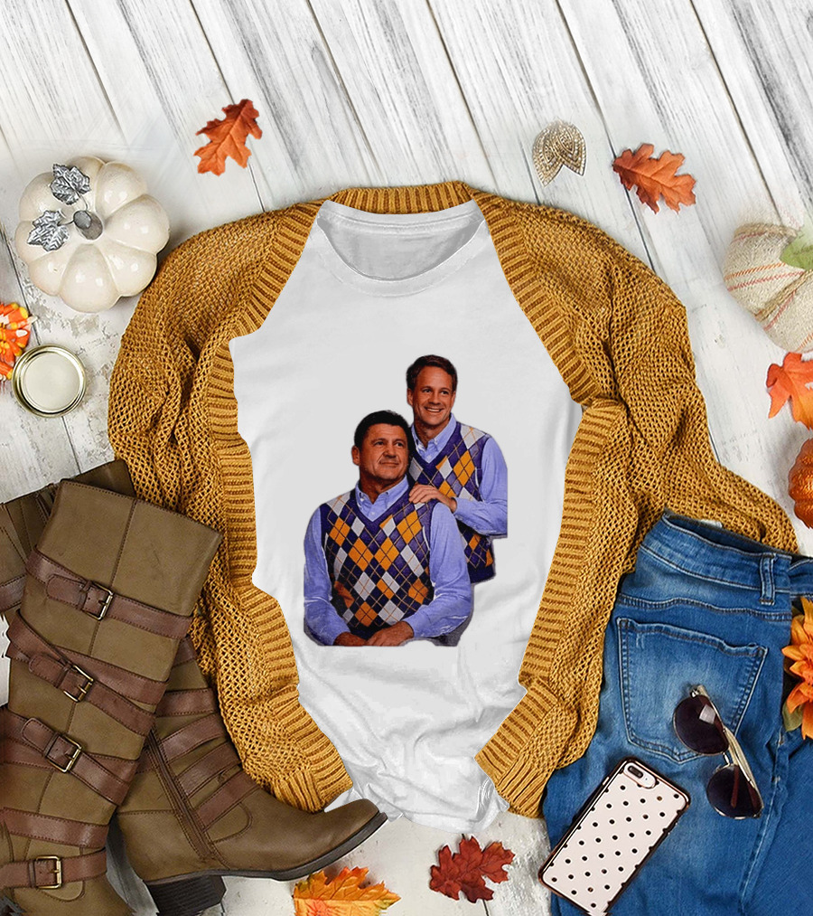 LSU Tigers Ed Orgeron Vs Kim Mulkey Argyle Sweater Coaches T-Shirt
