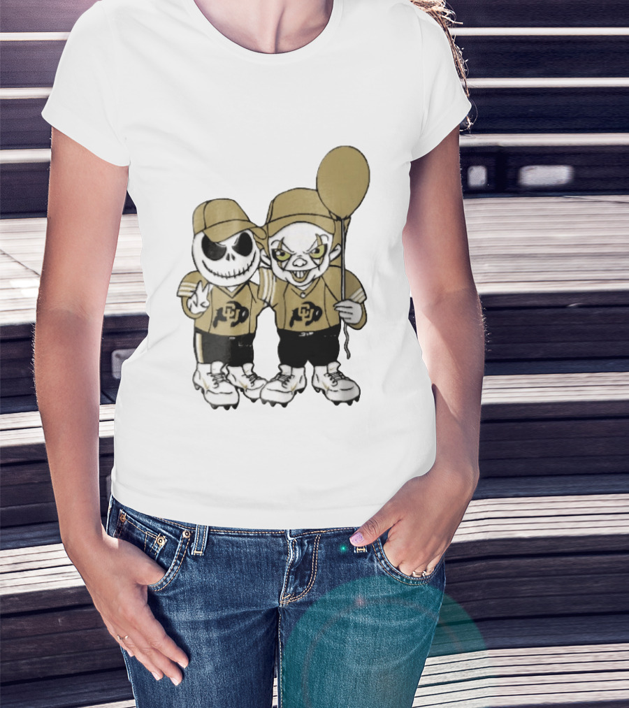 Colorado Buffaloes NCAA Jack Skellington Clown With Balloon Football T-Shirt