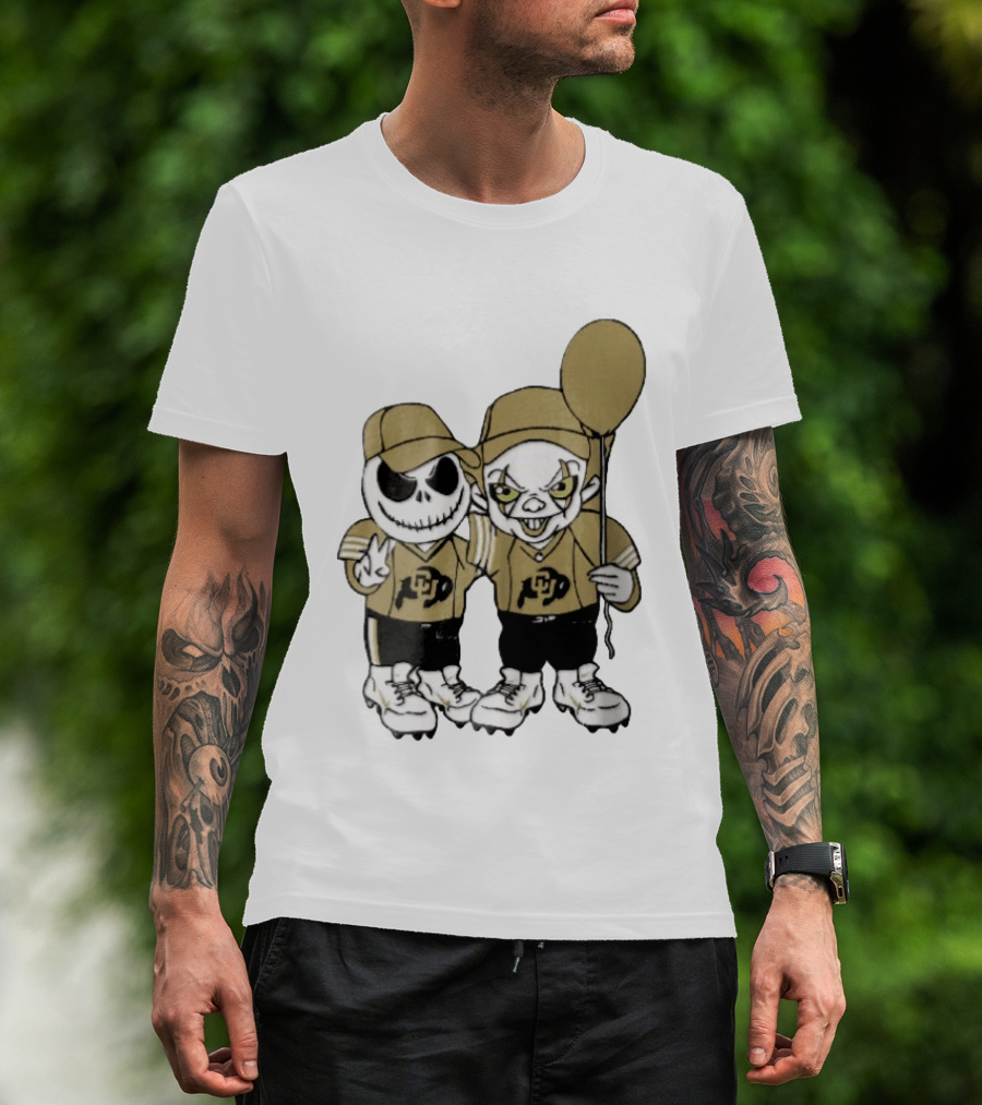 Colorado Buffaloes NCAA Jack Skellington Clown With Balloon Football T-Shirt