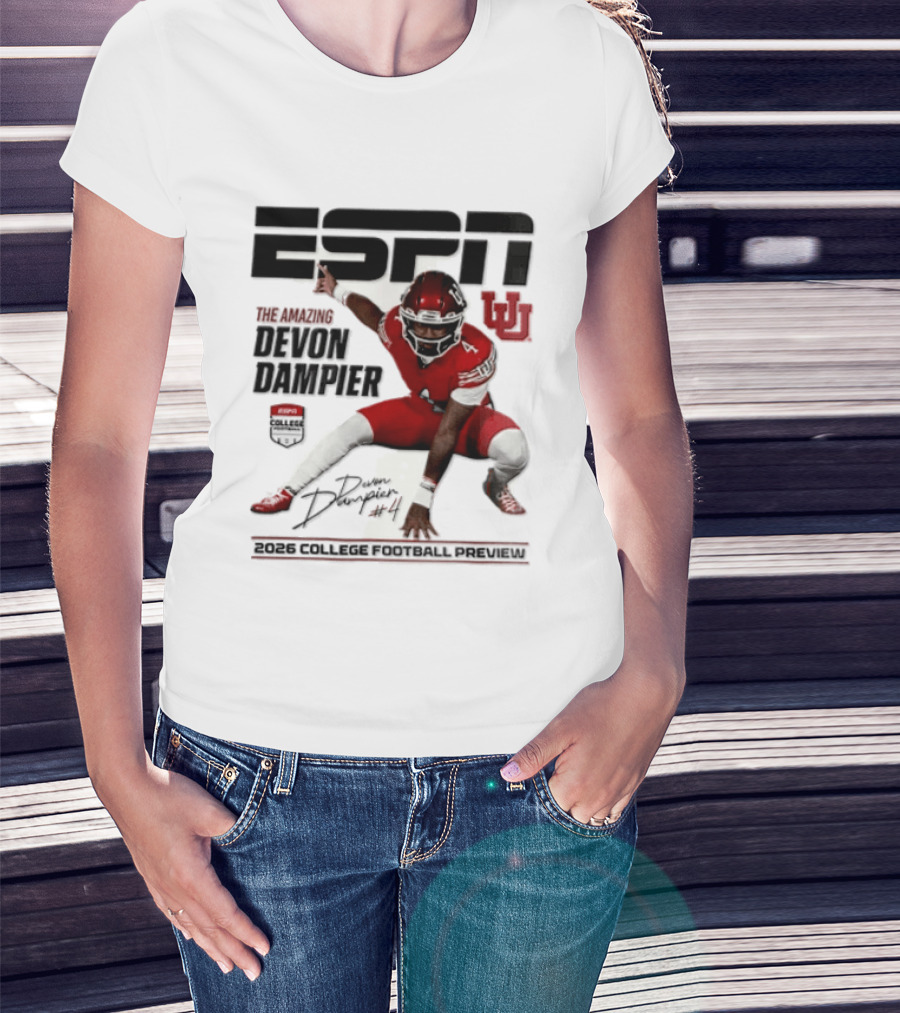 ESPN College Football 2026 Preview Devon Dampier Utah Utes T-Shirt