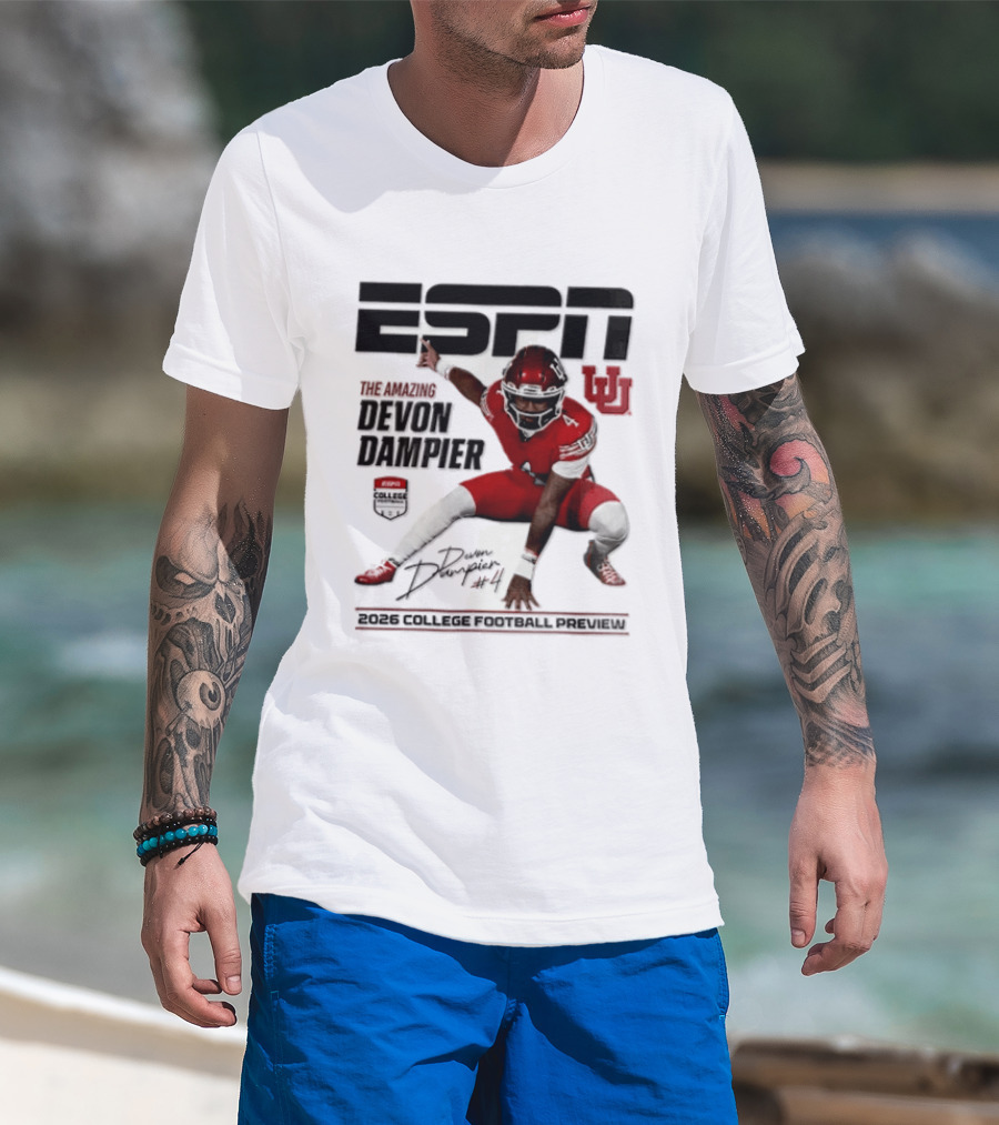 ESPN College Football 2026 Preview Devon Dampier Utah Utes T-Shirt