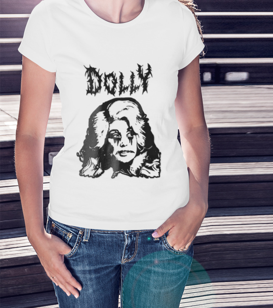 Dolly Parton Corpse Paint Bouffant Halftone Caricature T-Shirt
